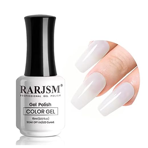 RARJSM Milky White Gel Nail Polish,Clear Jade White Gel Polish 15ml,UV LED Soak Off Sheer Transparent Soft White Color Gel Nail Polish Summer French Manicure Varnish Curing Requires 1 Piece