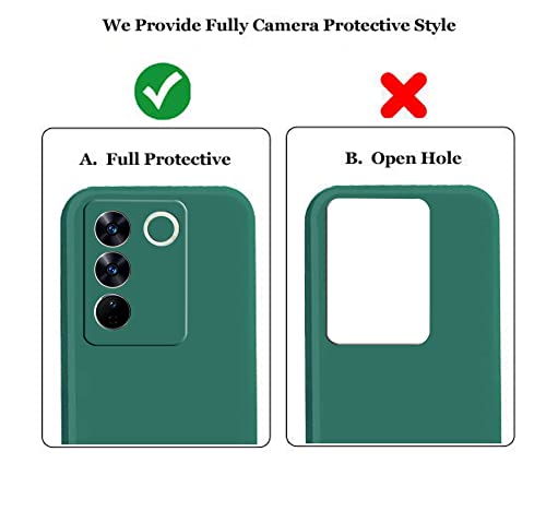 Image of A rtistque Liquid Silicone Back Cover Case for Vivo V27e 5G Matte Shockproof TPU Soft Flexible with Camera Protection - Green