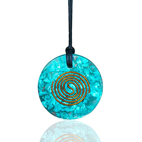 Pura Esprit Orgone Pendant Necklace - Handmade Aquamarine Pendant Orgone Energy Generator Chakra Healing Crystal Pendant â€“ Orgonite Pendant E-Energy Protection Reiki Healing Meditation Jewelry