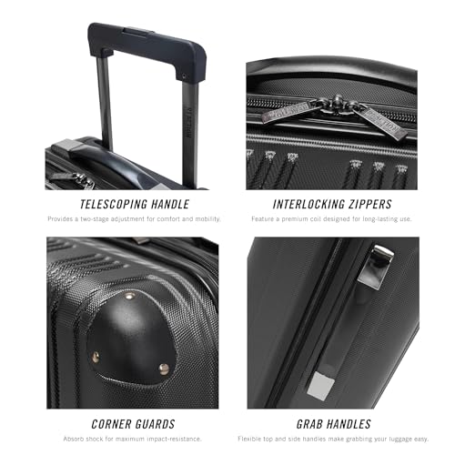Image of Kenneth Cole REACTION Out of Bounds Lightweight Hardshell 4-Wheel Spinner Luggage, Charcoal, 20-Inch Carry On