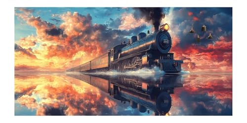 DIY Tableau Strass Diamant Canevas Débutant Kit - Train Diamond Painting Paysage 80x240cm - 2