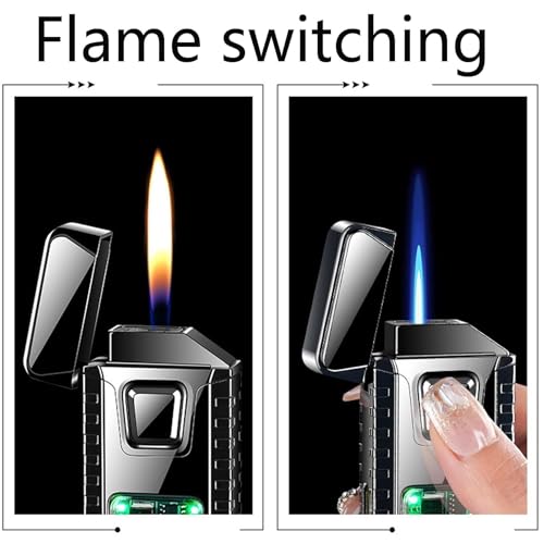 Encendedor de llama doble con control de voz y diseño metálico miniatura 3