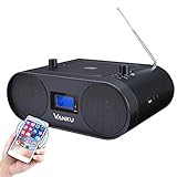 Vanku Rechargeable Radio CD Player Boombox for Home Portable with Wireless Streaming, FM, USB AUX...