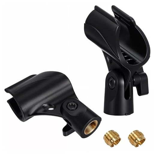 JIEYAO 2 soportes universales para micrófono, soporte de clip para micrófono, soporte ajustable para micrófono, soporte de micrófono negro, con conector de 5/8 pulgadas a adaptador de tornillo hembra