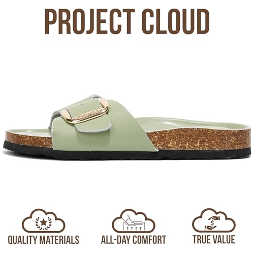 Image of Project Cloud 100% Genuine Leather Sandals Women Dressy Beach Essentials Slides for Women Footwear - Lightweight with Memory Foam Insole Sandals for Women 2026 - Womens Slides