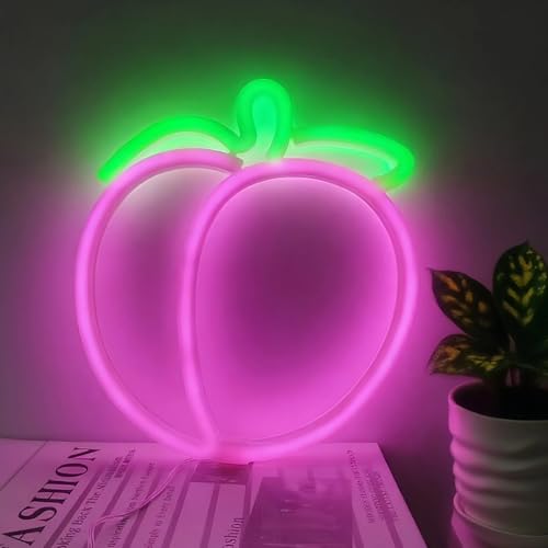 Image of Peach LED Neon Light Sign Handmade Lamp for Wall Room Party Home Bar Art Christmas Bedroom Table Wedding Party Desktop Decoration Teen Kids Birthday Holiday Gift USB Powered(Pink)