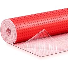Drydiet Uncoupling Membrane for Tile Floor Self-Adhesive Tile 1/83.3mm Uncoupling Membrane Waterproof Crack Prevention Anti Fracture Floor Underlayment for Bathroom Kitchen54sqft,Red