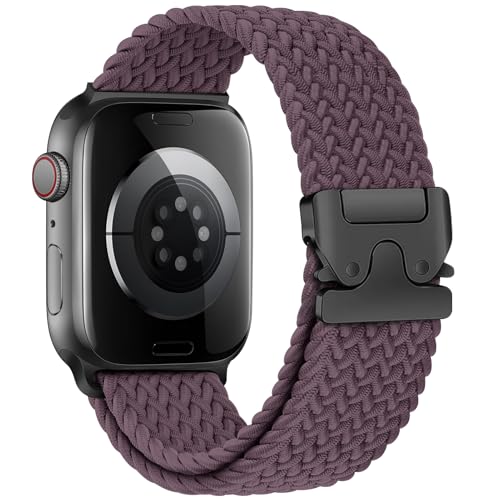 Braided Solo Loop for Apple Watch Bands for Women Men 42mm 46mm 40mm 44mm 41mm 45mm 38mm,Parachute Buckle Stretchy Elastic Nylon Sport Strap Wristband for iWatch Series 10 9 8 7 6 5 4 3 SE/Ultra 2