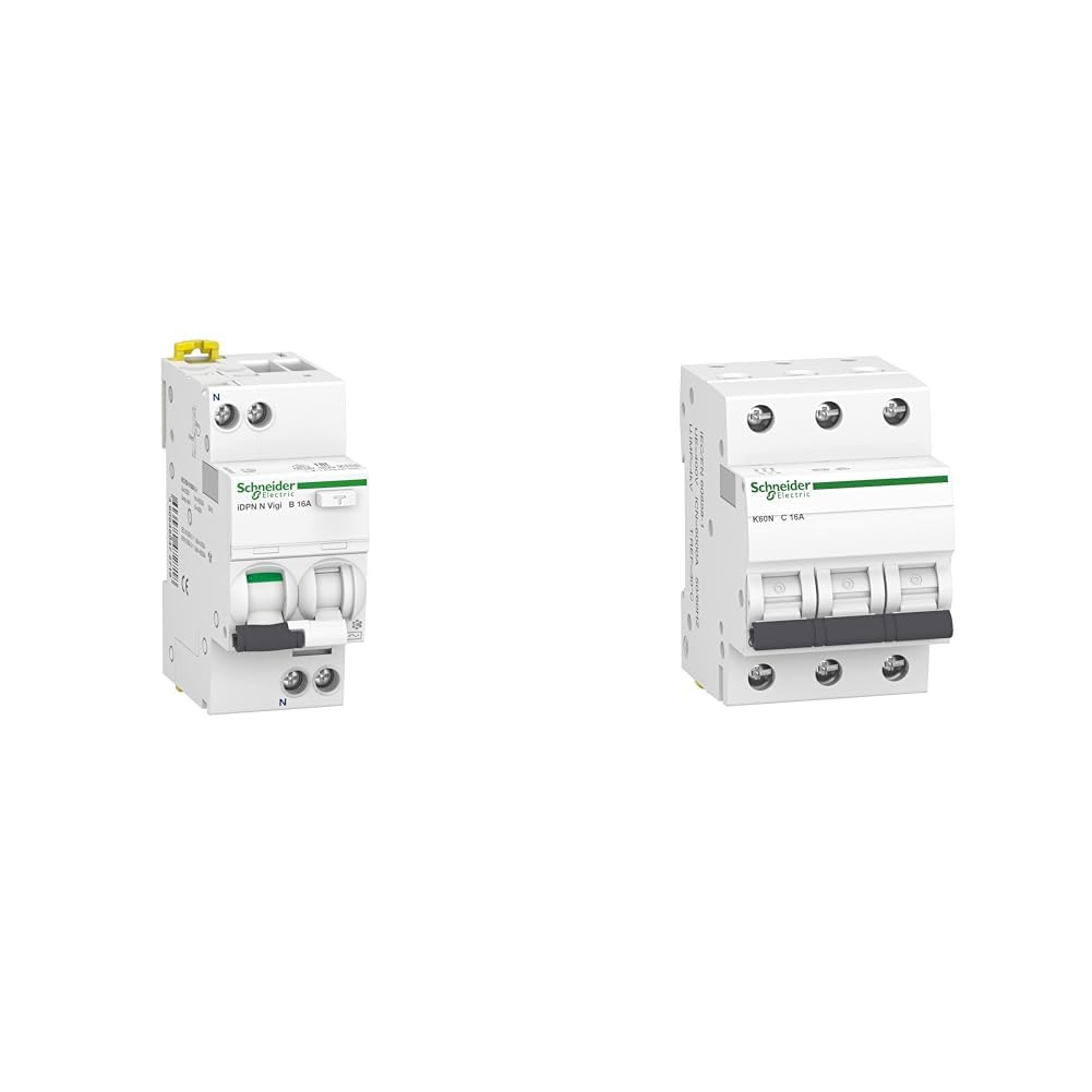 Schneider Electric FI LS IDPN N 1P+N 16A B 30MA TYP A, A9D56616 & Leitungsschutzschalter K60N 3P 16A C, A9K02316