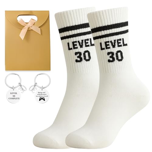 Scinzene ﻿Geschenk 30 Geburtstag, 30 Geburtstag Männer Socken Eu 38-45 Mit Duplex Printing Schlüsselanhänger, Geschenk 30 Geburtstag Mann, Lustige 30, Für 30er Geburtstag Mann Und Frauen