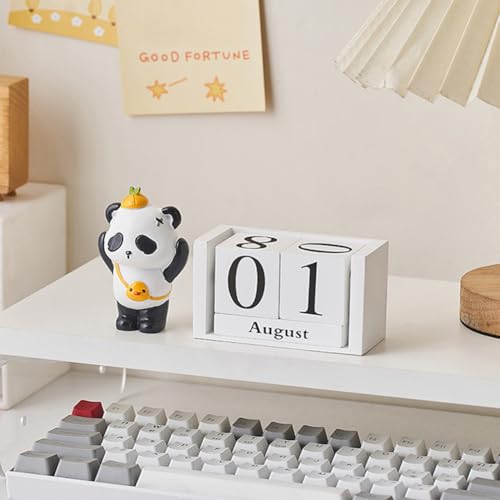 Holz Tischkalender, Dauerkalender, Holzkalender, Countdown Würfel, Tischkalender, Geeignet für Wohnzimmer, Arbeitszimmerdekoration, Büroschreibtisch, Café, Restaurantdekoration, Weiß