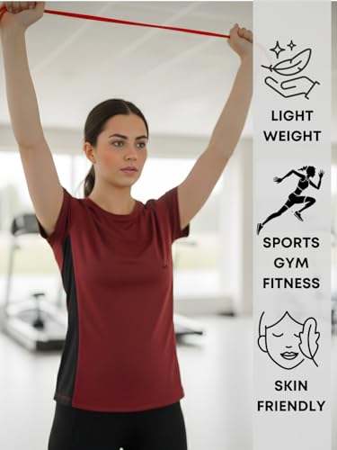 Image of White Moon Gym Tshirt for Women Workout Dry Fit t Shirt Sports Tshirt | Gym Tops for Woman | Lightweight Round Neck Breathable Half Sleeve Activewear Running Yoga Tops for Woman