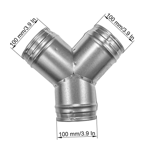Hvac Ov Metal 3 Way Y Shape Duct Connector - 4 Inch Fit - For Dryer Vent, Extractor Fan, Duct/Hose Connection Gray #TOP6