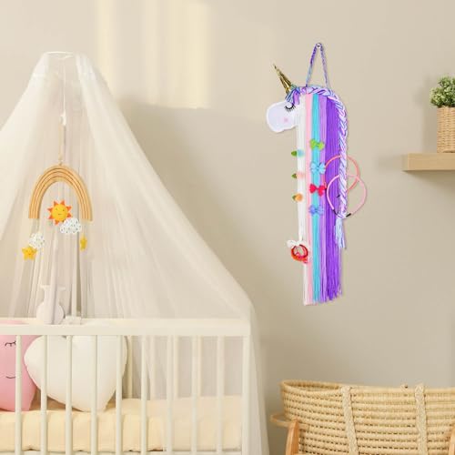 MHJY Haarspangen Aufbewahrung Mädchen Einhorn Haarreifen Halter Kinder Haarschmuck Haarreif Halterung Organizer Regenbogen Garn Quasten Dekorationen