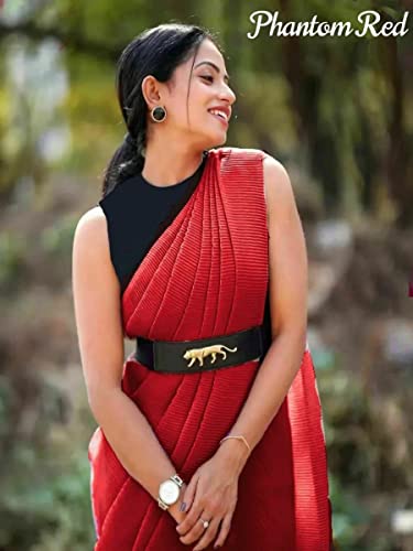 Image of Sidhidata Women's Full Crushed /Pleated Georgette Saree With Unstitched Blouse Piece (Free Size)