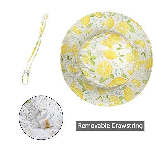 Fynnsure Baby Sun Hat Toddler Hats for Baby Boys Girls Infant Sun Hat Baby Summer Beach Hat Bucket Hat with Wide Brim Yellow Lemon 6-12 Months