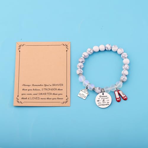 Image of FUSTMW Red Shoe Bracelet Do-roth Gifts Red Slippers Jewelry Movie Fans Inspired Gifts Wand Charm