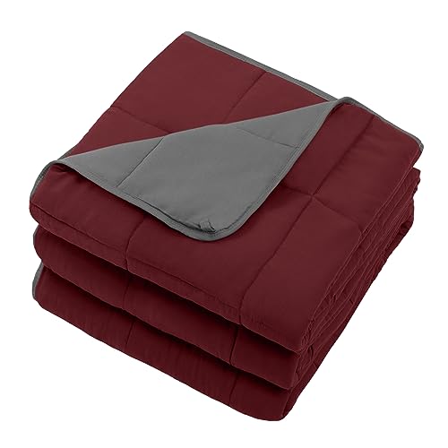 Image of Weighted Blanket for Adults 12lbs, 60 inchx80 inch, Queen Size Cooling Heavy Throw Blanket for 110-130lbs, Microfiber Soft Thick Big Blankets Weighted Comforter Gifts for Sleeping, Red Grey
