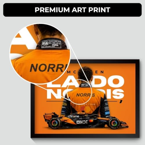 Image of Funk You Store Lando Norris Poster | Framed McLaren F1 Car A4 Sized (31 x 23 cm) | Lando Norris F1 Poster | McLaren Car Posters for Wall, Gift for Boys, Formula 1 Frames | Formula 1 Frame (F 245)