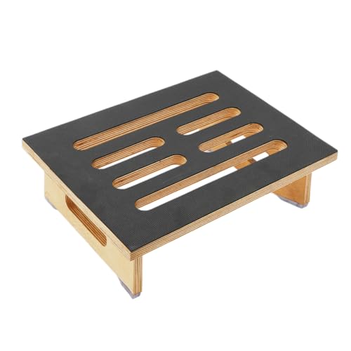 Taburete Escalón de Madera Maciza - Taburete Bajo Antideslizante para Baño, Cocina y Jardín - Banqueta Madera para Niños y Ancianos - 39,8x32x8,8cm (Natural, Fácil Limpieza)