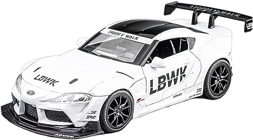 Image of Alloy Metal Pull Back Die-Cast Car 1:22 Big Toyota Supra Diecast Metal Pullback Toy Car with Openable Doors, Light & Music | Boys Gifts & Toys, White