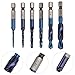 Unomor 6pcs M35 High Speed Steel Metric Thread Drill and Tap Bit Set with Nami Blue Coating, Hex Shank Combination Spiral Tap Drill Bits for Industrial Metalworking (m3-m10)