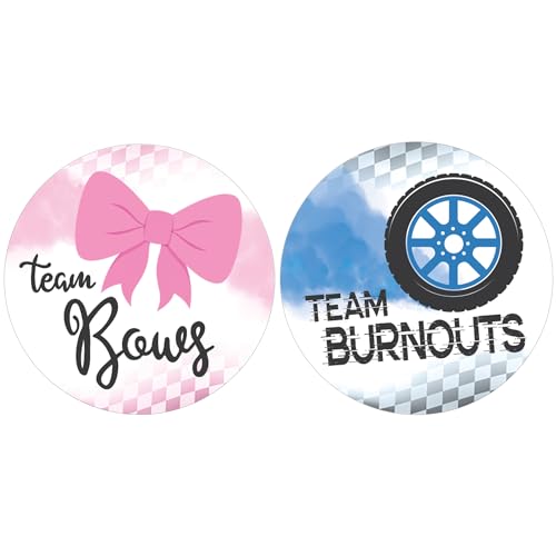 Burnouts or Bows Baby Gender Reveal Party, Team Boy or Team Girl Stickers - 40 Labels