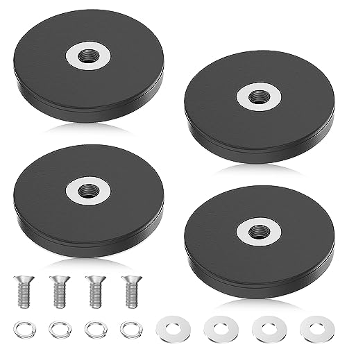 mizikuu Neodym Magnete Gummiert, 4 Stück Haftkraft Magnetsysteme mit Gummimantelm Ø 43mm mit M6 Innengewinde, Haftkraft Bis 20 kg Extra Starke Magnete für Schrauben Öse Oder Haken