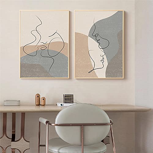 Toile peinture abstraite nordique pour décoration salon moderne | Duo d'affiches géométriques 50x70cm