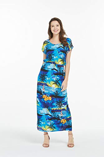 Image of Hawaii Hangover Family Matching Hawaiian Clothes, Sunset Blue | Family matching Hawaiian outfits, Sunset Blue, lightweight rayon, machine washable, tropical print, luaus, cruises