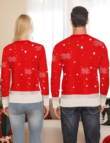 LecGee Matching Family Christmas Sweaters Reindeer Snowflake Ugly Knit Pullover Long Sleeve Crewneck Xmas Holiday Jumper4