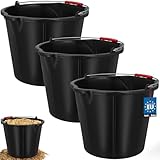 KOTARBAU® 3er Set Baueimer 15 L - Mörteleimer - Maurer Werkzeug Eimer - Putzeimer mit Ausguss & Henkel - Mörtelkübel - mit Skala - Rund - Kunststoff - HDPE - Schwarz
