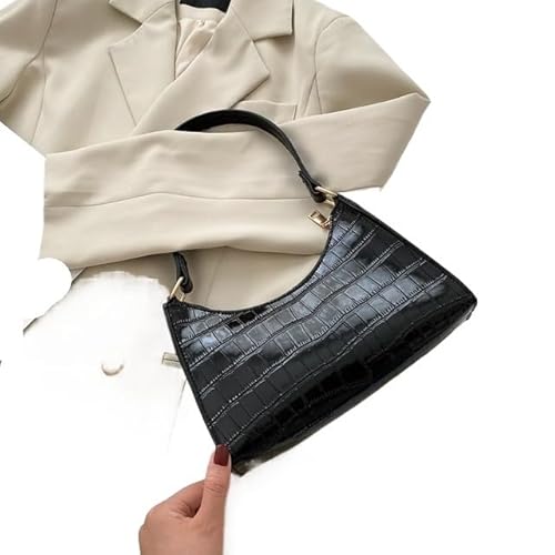 CSSHNL Borsa a Spalla Borse in Pelle alla Moda for Le Donne Borsa a Mano a Tracolla Piccola da Ascella Femminile(Black)