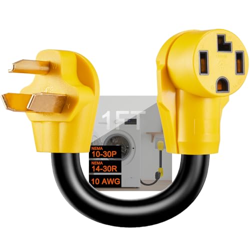 Suplevel 3 Prong to 4 Prong Dryer Adapter NEMA 10-30P Male to 14-30R Female 3 Prong Old Dryer Plug to 4 Prong New Dryer Connector 30A 250V STW 10 AWG ETL Listed