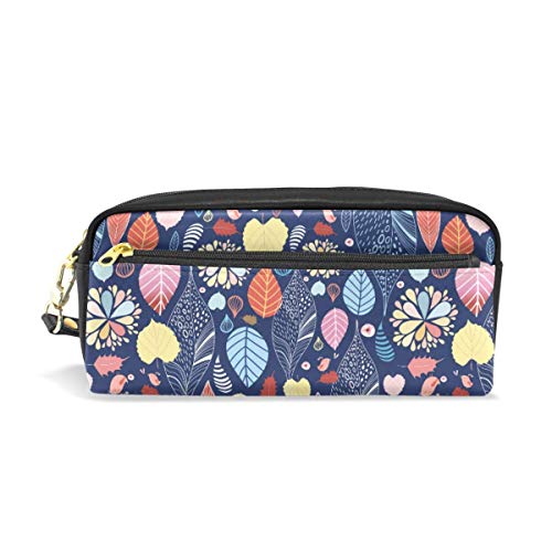 Preisvergleich Produktbild KKLDOGS Federmappe aus Leder mit Blumenmotiv, für Schreibwaren, Stifte, Reisen, kleine Kosmetiktasche