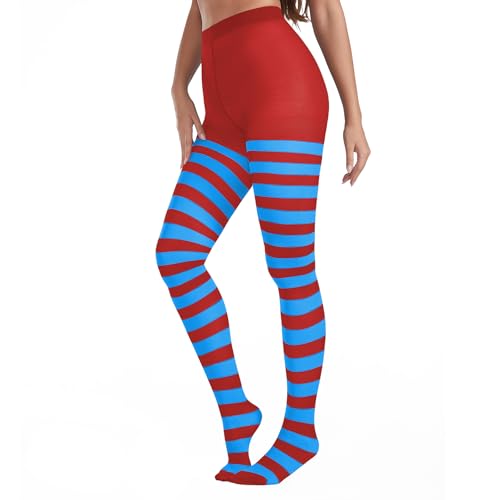 Image of American Trends Striped Tights for Women Witch Tights Halloween Costume Stretchy Pantyhose Stockings