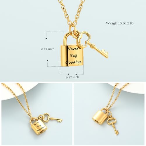 Imrsanl Padlock Cremation Jewelry for Ashes Urn Necklace for Women Men Stainless Steel Keepsake Memorial Key with Lock Urn Pendant Ashes Holder2