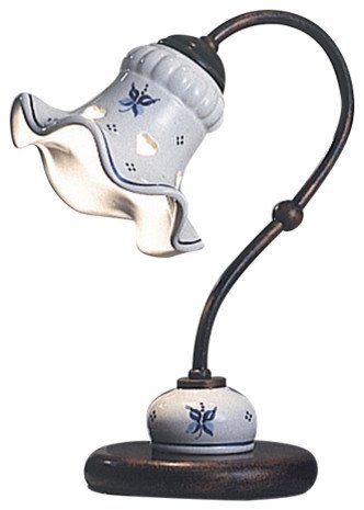 Preisvergleich Produktbild Chieti Keramik Nachttischleuchte Kleine Tischleuchte braun / Handgefertigt in Italien / Tischlampe Landhaus Dimmbar / Lampe E14