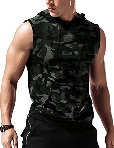 Débardeur à capuche musculation Amussiar en tissu premium stretch