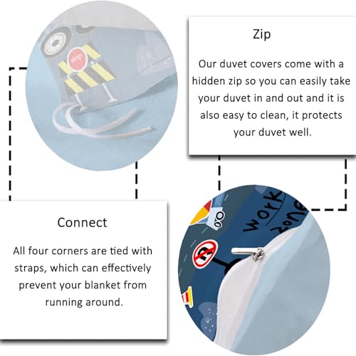 Linge de lit bleu foncé de qualité supérieure en microfibre 135x200 - 7
