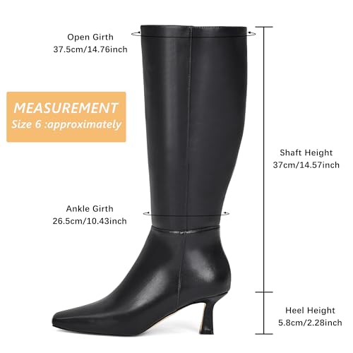 GENSHUO Knee High Boots for Women, 2 Inch Low Kitten Heel Tall Boots, Square Toe Long Dress Boots with Side Zipper, Fashion Fall Winter Knee-High Boot2
