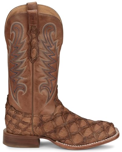 Tony Lama Men's Everett Exotic Pirarucu Western Boot Broad Square Toe - Ep82712