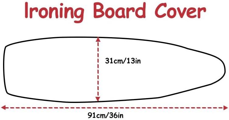 13x36in Scorch Resistant Ironing Board Cover and Pad, Cotton Iron Board Replacement Pad, Drawstring Tightening-Standard Size(Blue)