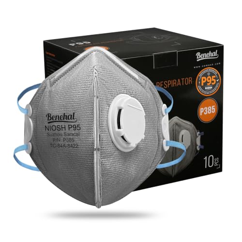 benehal NIOSH-APPROVED P95 Face Masks 10 Pack Carbon Layer For Odor Reduction Features Exhalation Valve Advanced Filter Media For Easy Breathing Comfortable