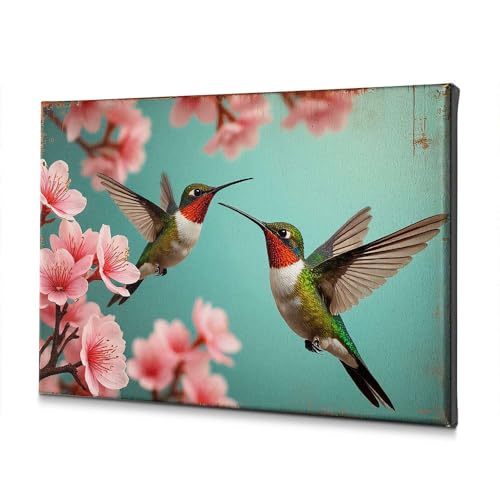 Toile religieuse Pâques colibris 40x60cm pour mur terne et triste
