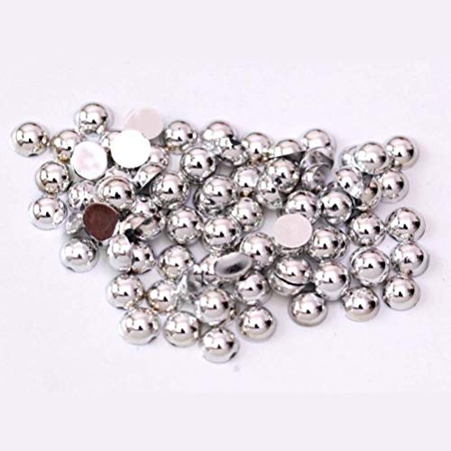 SUPVOX 2465PCS Flat Back Gem Half Pearl Bead Plastic Half Round Gem Scrapbook Craft DIY Nail Art Ornaments (Silver) - Image 3