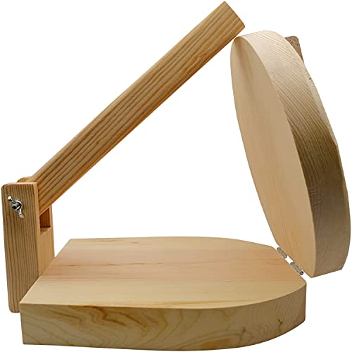 CHAMPS 11 Inch Wooden Tortilla Presser to Make Thin and Flat Discs for Homemade Mexican Tortillas, Dumpling, Roti or Empanadas - Large Round Prensa de Tortilla de Madera for Your Home and Business