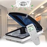 Mcamgiczin Ventilador de Techo para Autocaravana,para escotilla de Techo de Ducha de, Extractor de 360 mm con luz LED y Ventilador de 10 Niveles, para Ventana de Techo de Caravana