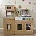 Teamson Kids Little Chef Cyprus Play Kitchen Set for Toddlers with 14 Accessories, Wooden Toy Cooking Playset for Kids Ages 1-8, Montessori Cooking Station, Light Oak/White Pretend Kitchen