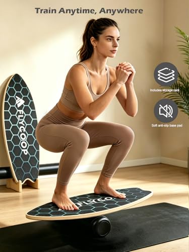 Image of Balance Board for Adult with Adjustable Stoppers: 3 Modes Wobble Board with Roller Exercise Balancing Stability Trainer for Improve Balance Non Slip Surface